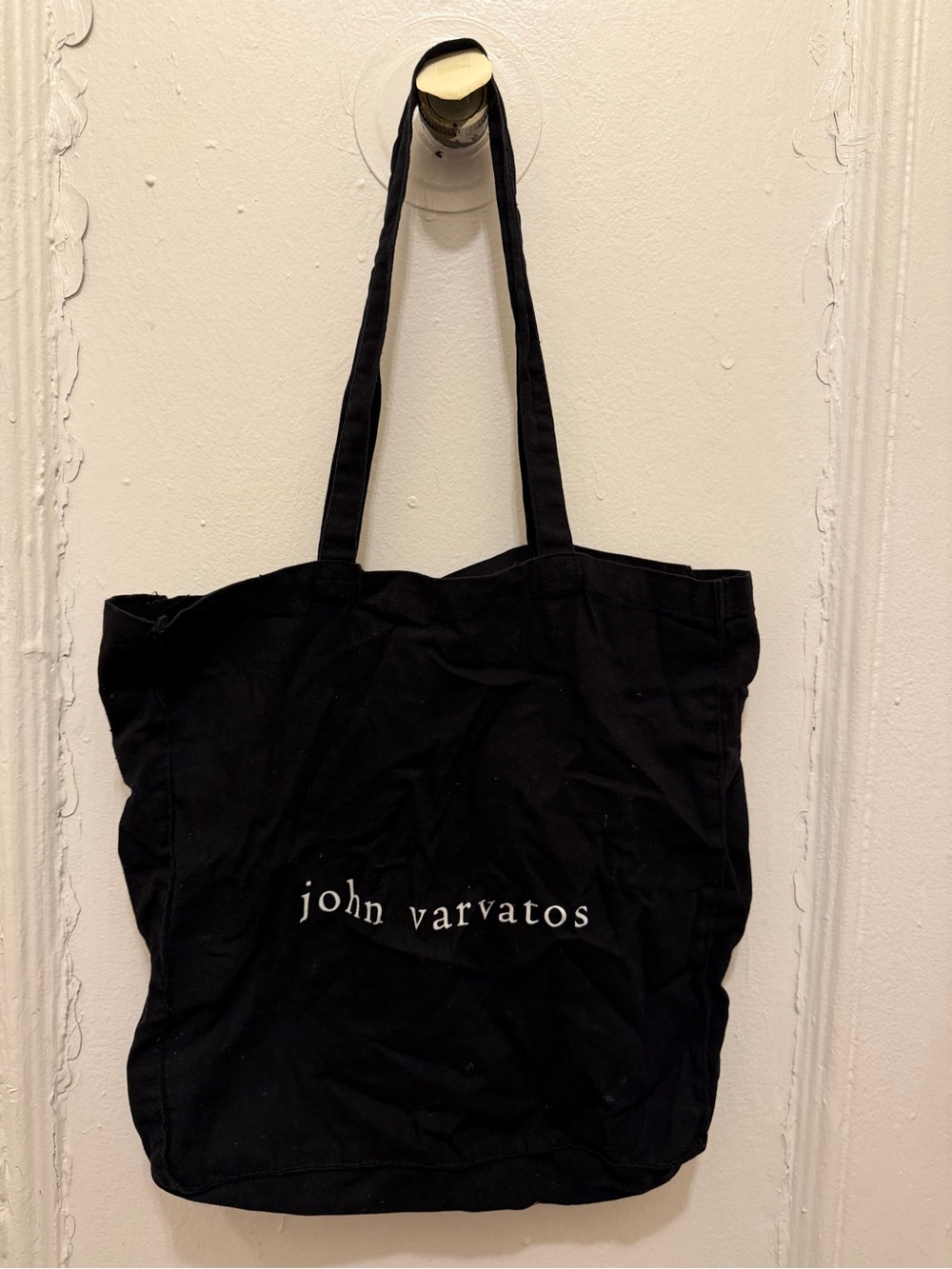 John Varvatos Black Canvas Tote with Logo